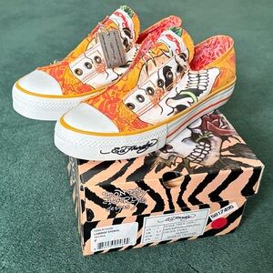 Ed Hardy Vibrant Orange Skull Shoes